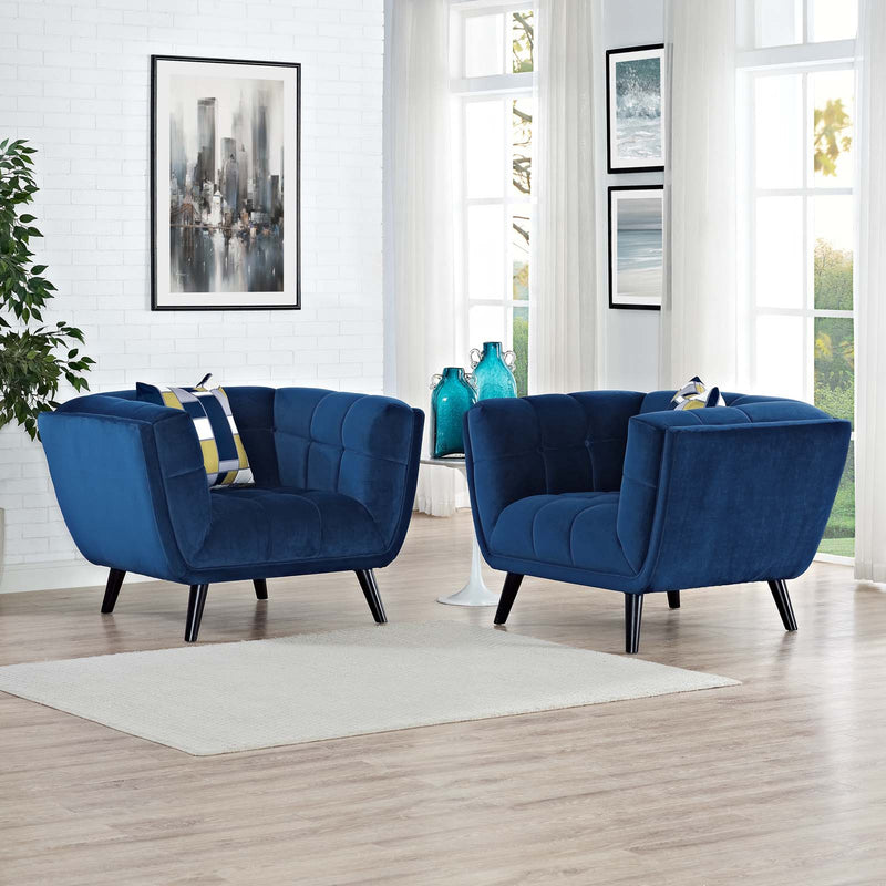 Bestow 2 Piece Velvet Armchair Set | Polyester by Modway