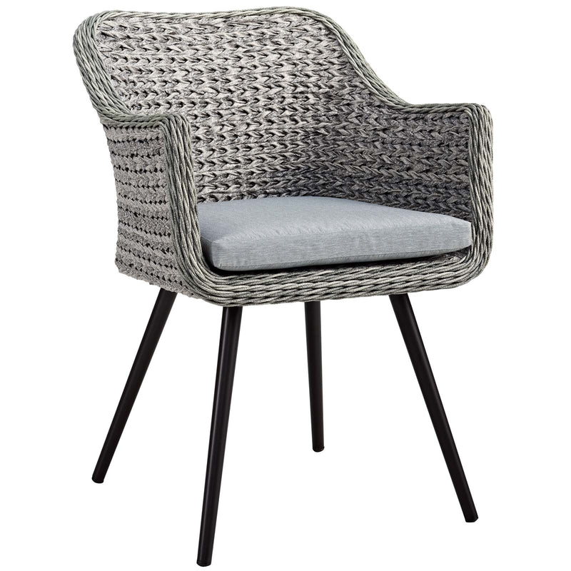 Endeavor Outdoor Patio Wicker Rattan Dining Armchair in Gray by Modway