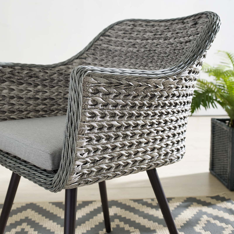 Endeavor Outdoor Patio Wicker Rattan Dining Armchair in Gray by Modway