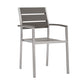 Shore Outdoor Patio Aluminum Dining Armchair Silver Gray by Modway
