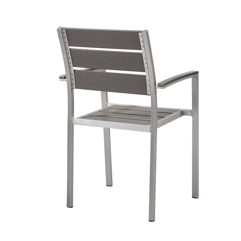 Shore Outdoor Patio Aluminum Dining Armchair Silver Gray by Modway