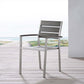 Shore Outdoor Patio Aluminum Dining Armchair Silver Gray by Modway