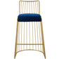 Rivulet Gold Stainless Steel Performance Velvet Bar Stool Gold Navy by Modway