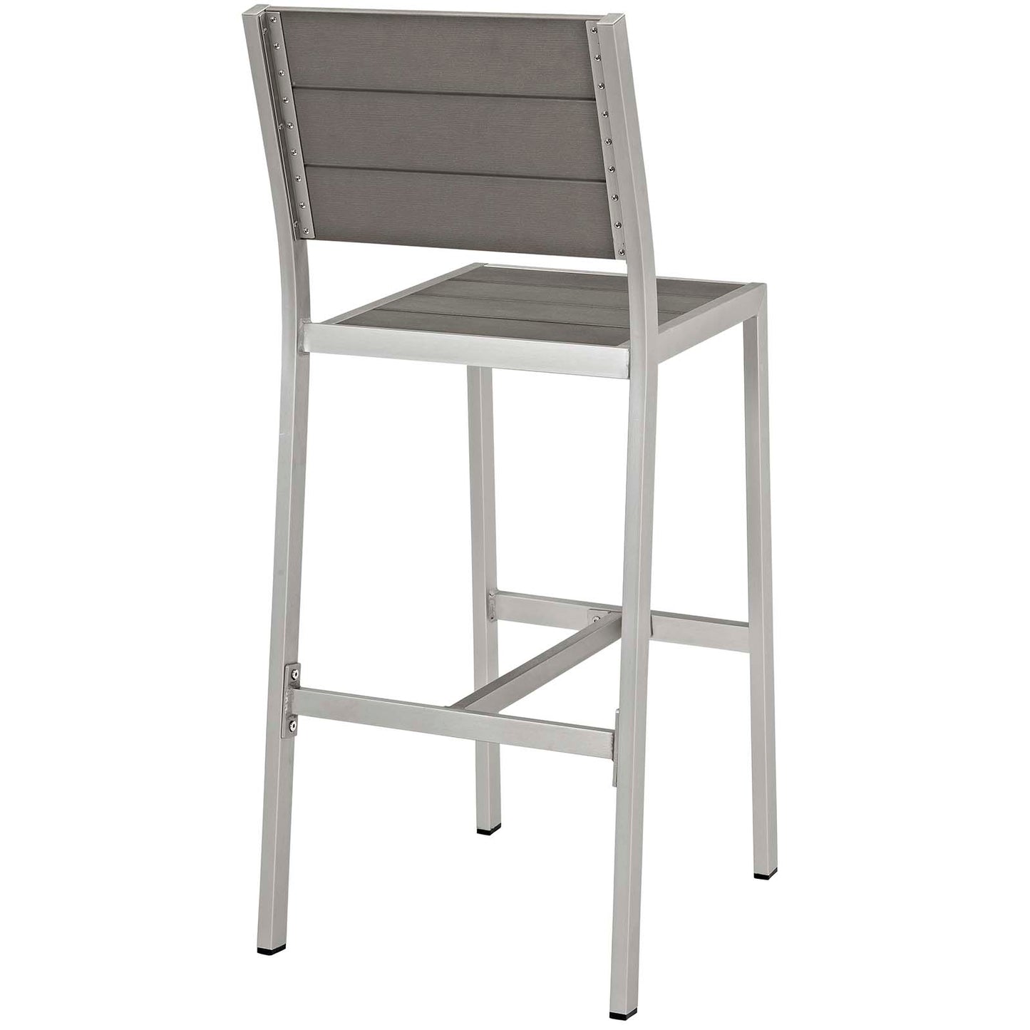 Shore Armless Bar Stool Outdoor Patio Aluminum Set of 2 Silver Gray by Modway