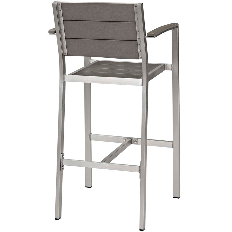 Shore 3 Piece Outdoor Patio Aluminum Outdoor Pub Set Silver Gray Arm Chairs by Modway