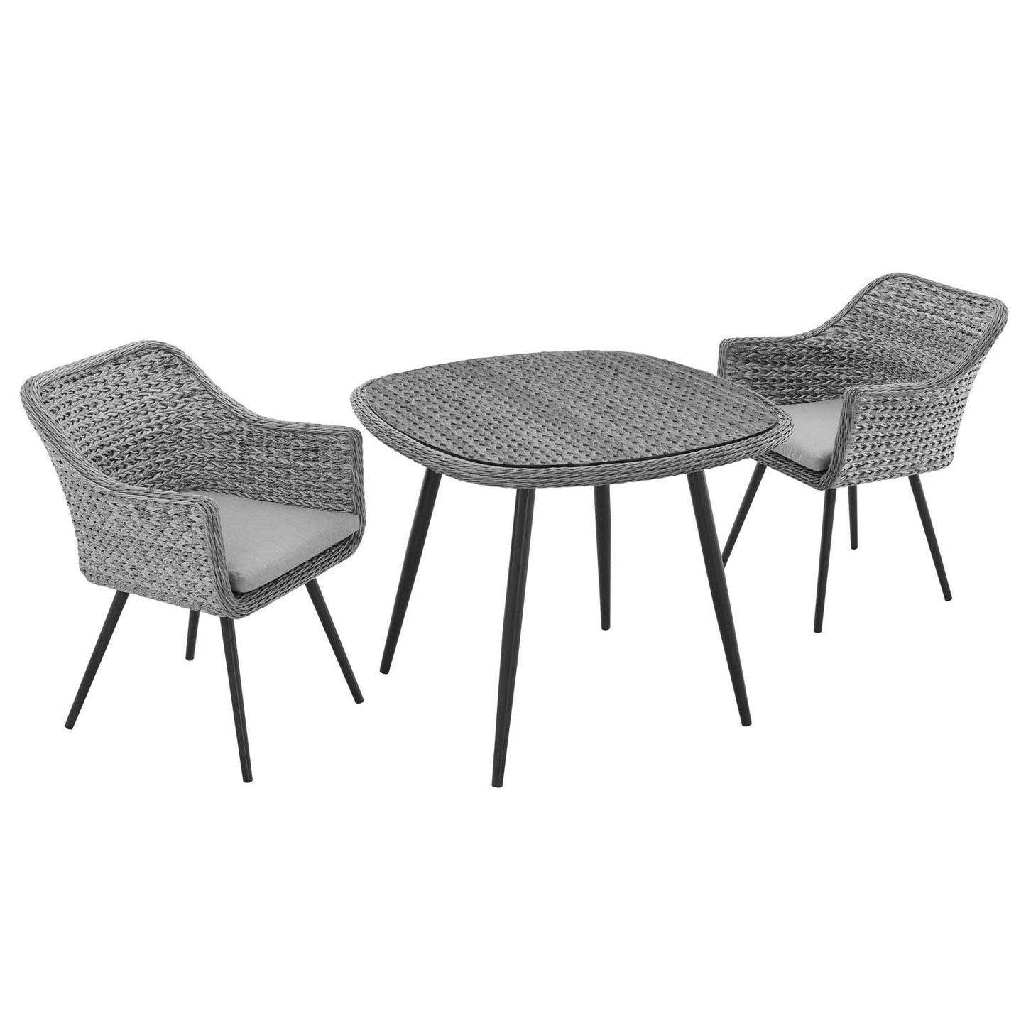 Endeavor 3 Piece Outdoor Patio Wicker Rattan Dining Set in Gray Gray by Modway