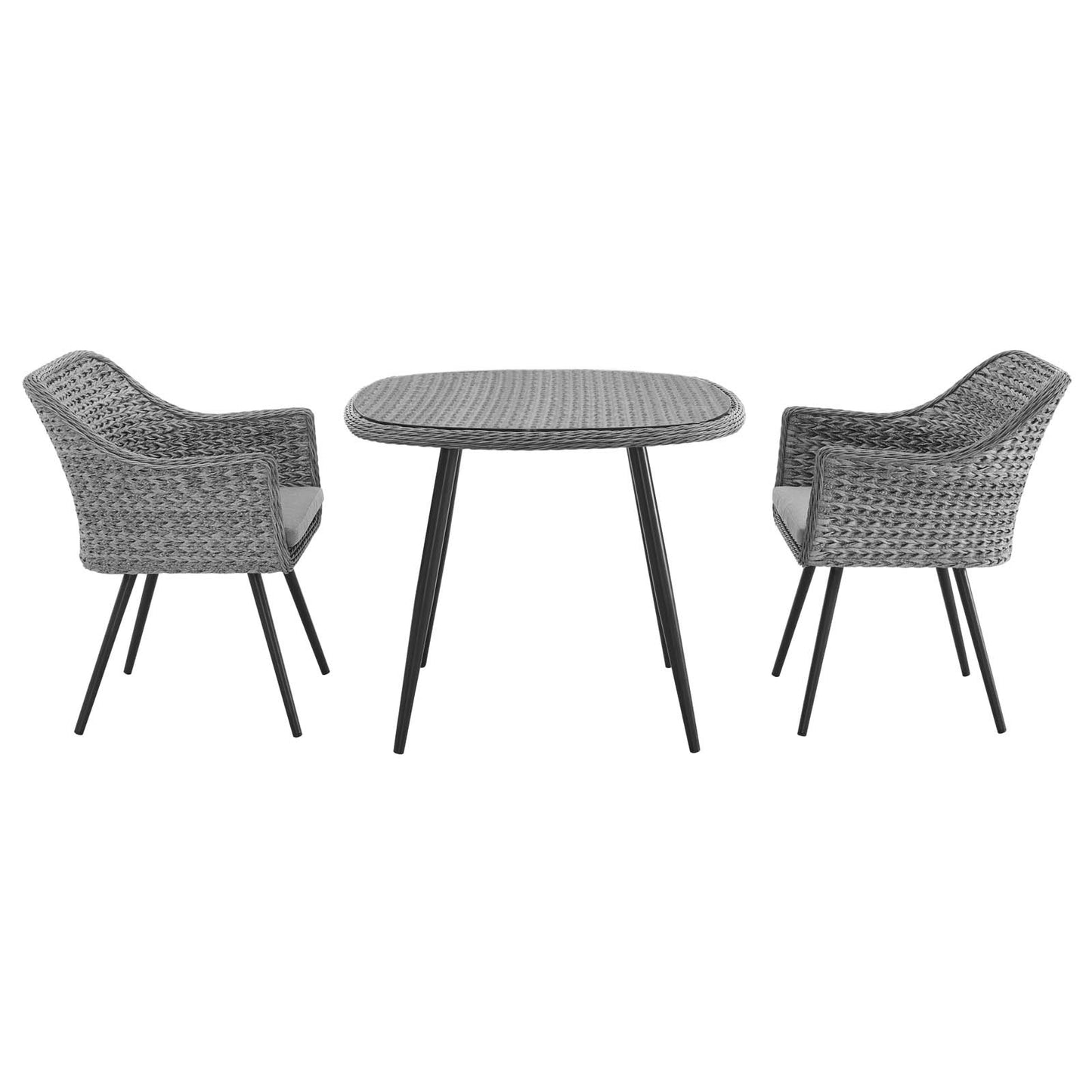 Endeavor 3 Piece Outdoor Patio Wicker Rattan Dining Set in Gray Gray by Modway