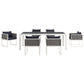 Stance 7 Piece Outdoor Patio Aluminum Dining Set White Navy | Polyester by Modway