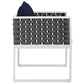 Stance 7 Piece Outdoor Patio Aluminum Dining Set White Navy | Polyester by Modway