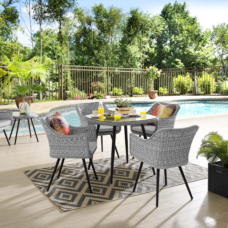 Endeavor 5 Piece Outdoor Patio Wicker Rattan Dining Set Gray Gray by Modway