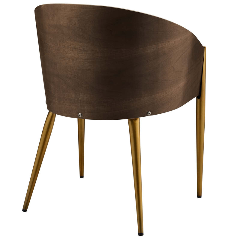 Cooper Faux Leather Dining Armchair Gold in Brown by Modway