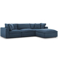Commix Down Filled Overstuffed 4 Piece Sectional Sofa Set Azure | Polyester by Modway