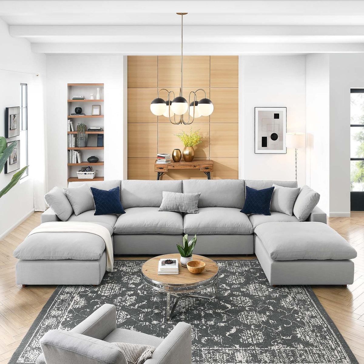Commix Down Filled Overstuffed 6 Piece Sectional Sofa Set Polyester Modway