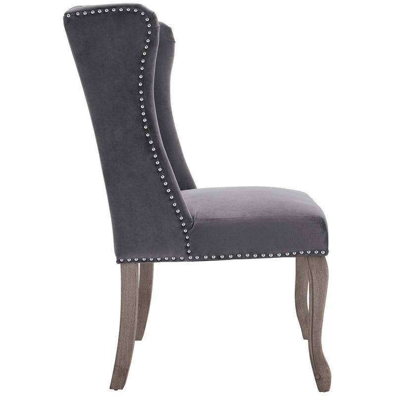 Apprise French Vintage Dining Performance Velvet Side Chair Gray by Modway