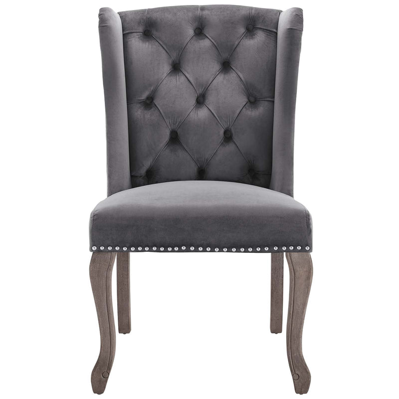Apprise French Vintage Dining Performance Velvet Side Chair Gray by Modway