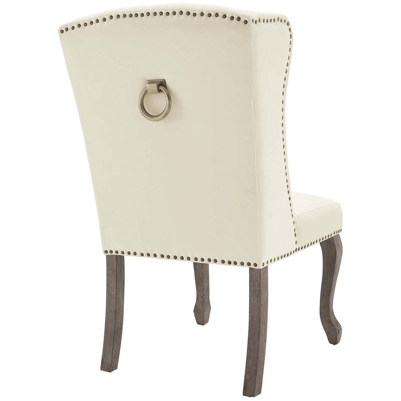 Apprise French Vintage Dining Performance Velvet Side Chair Ivory by Modway
