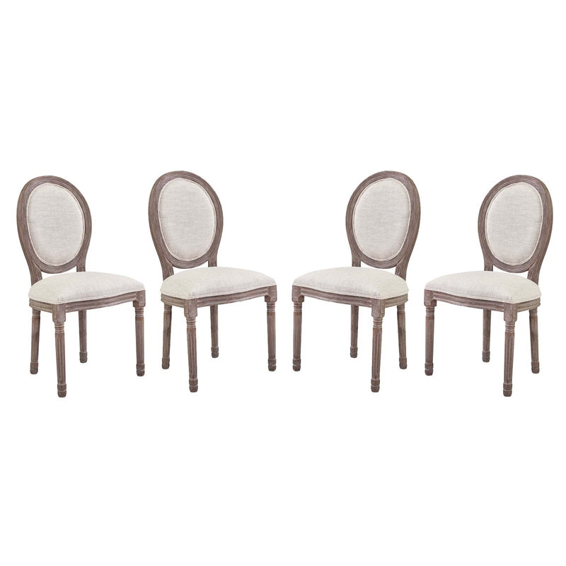 Emanate Dining Side Chair Upholstered Fabric Set of 4 by Modway