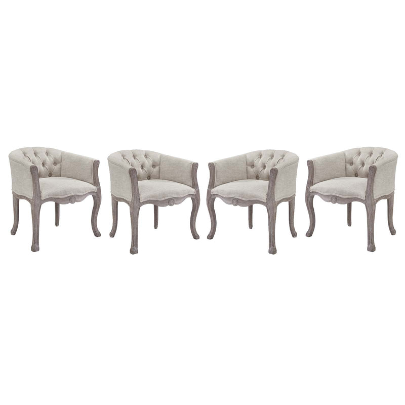 Crown Dining Armchair Upholstered Fabric Set of 4 by Modway