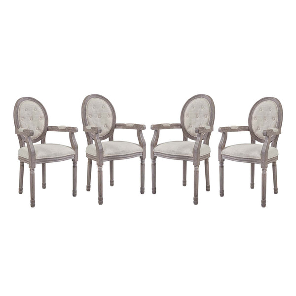 Arise Dining Armchair Upholstered Fabric Set of 4 by Modway