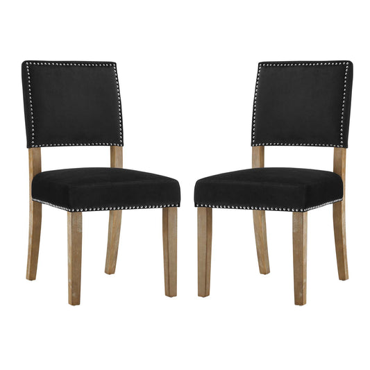 Oblige Dining Chair Wood Set of 2 | Polyester by Modway