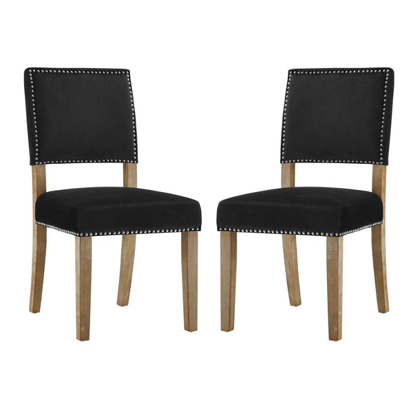 Oblige Dining Chair Wood Set of 2 | Polyester by Modway