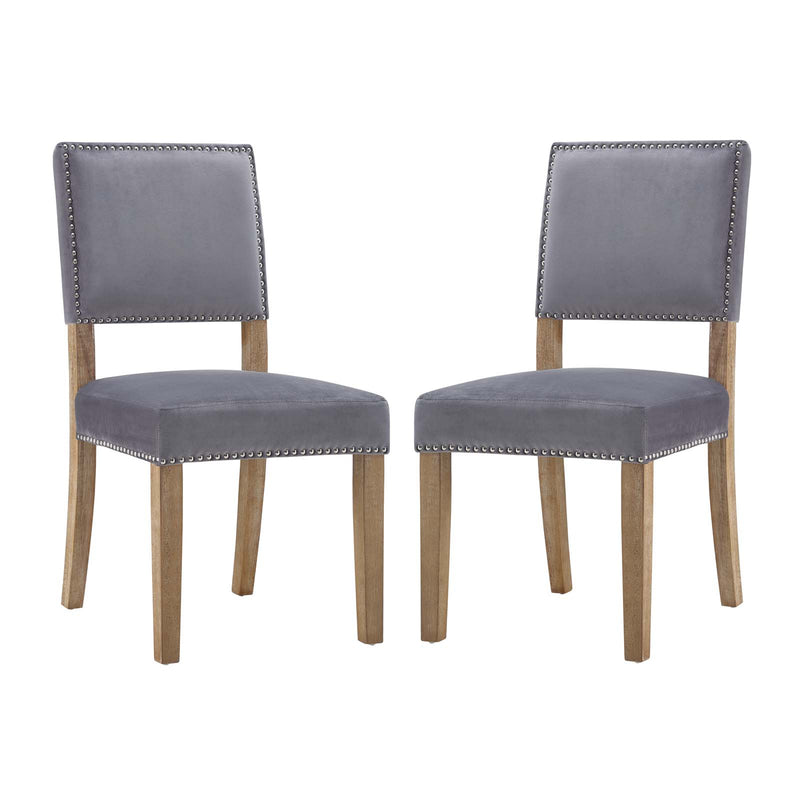 Oblige Dining Chair Wood Set of 2 | Polyester by Modway