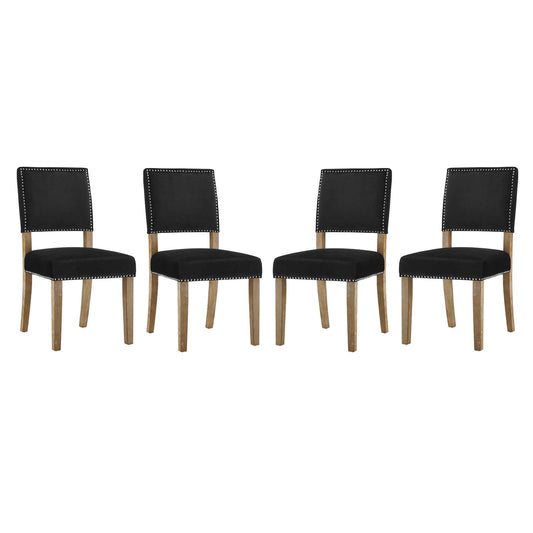 Oblige Dining Chair Wood Set of 4 | Polyester by Modway