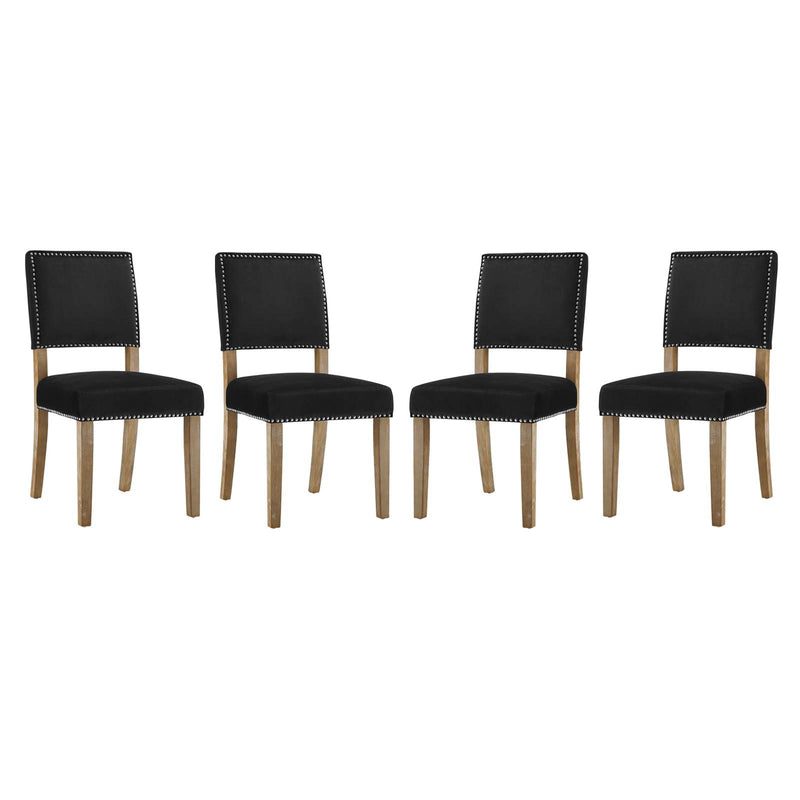 Oblige Dining Chair Wood Set of 4 | Polyester by Modway