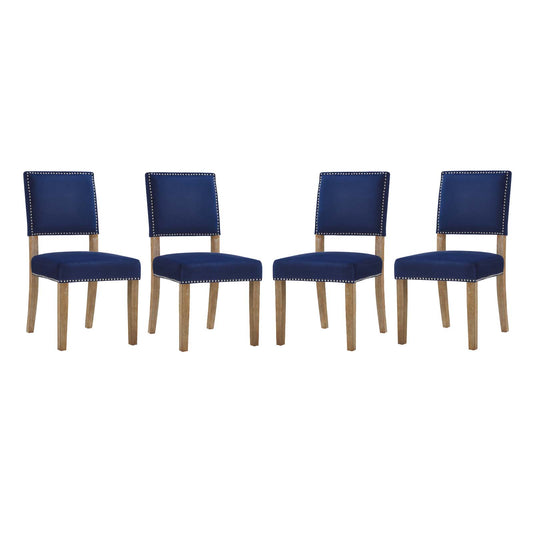 Oblige Dining Chair Wood Set of 4 | Polyester by Modway