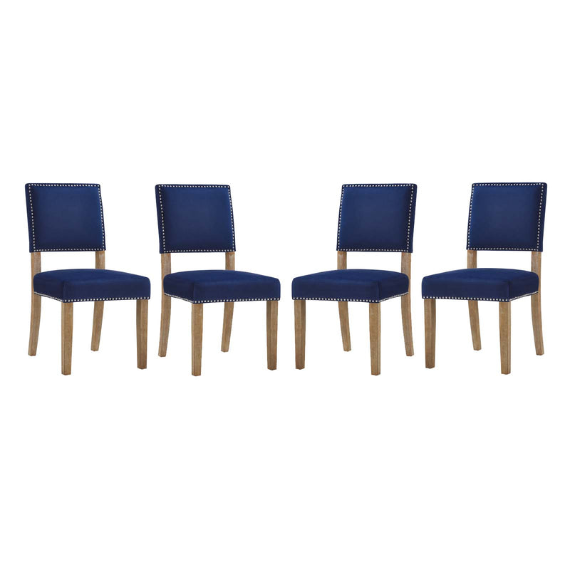 Oblige Dining Chair Wood Set of 4 | Polyester by Modway