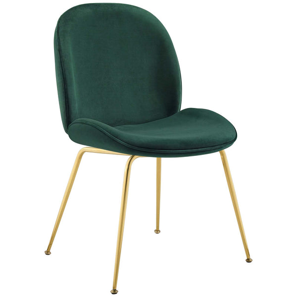 Scoop Gold Stainless Steel Leg Performance Velvet Dining Chair | Polyester by Modway