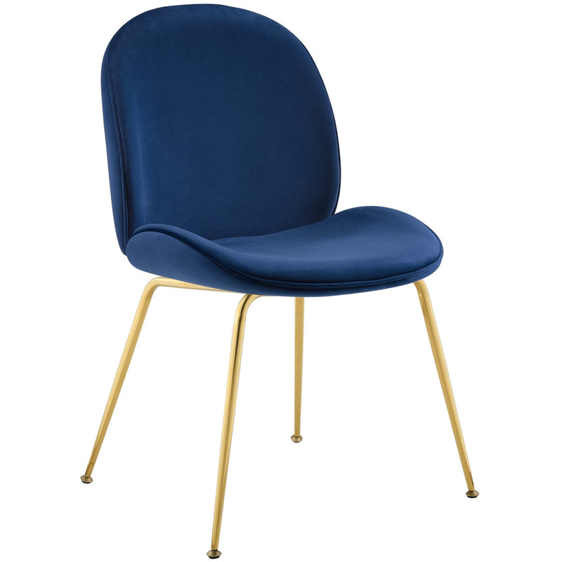 Scoop Gold Stainless Steel Leg Performance Velvet Dining Chair | Polyester by Modway