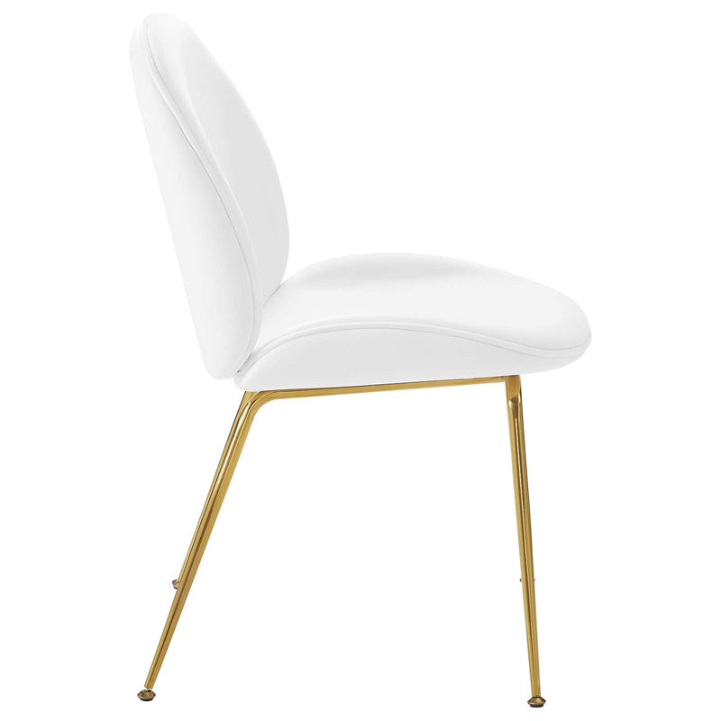 Scoop Gold Stainless Steel Leg Performance Velvet Dining Chair | Polyester by Modway