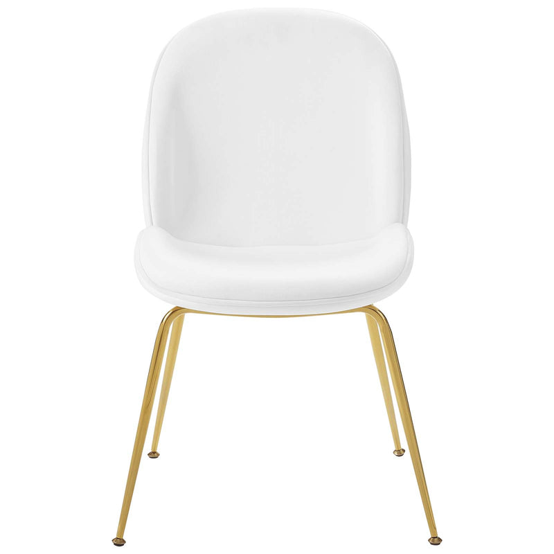 Scoop Gold Stainless Steel Leg Performance Velvet Dining Chair | Polyester by Modway