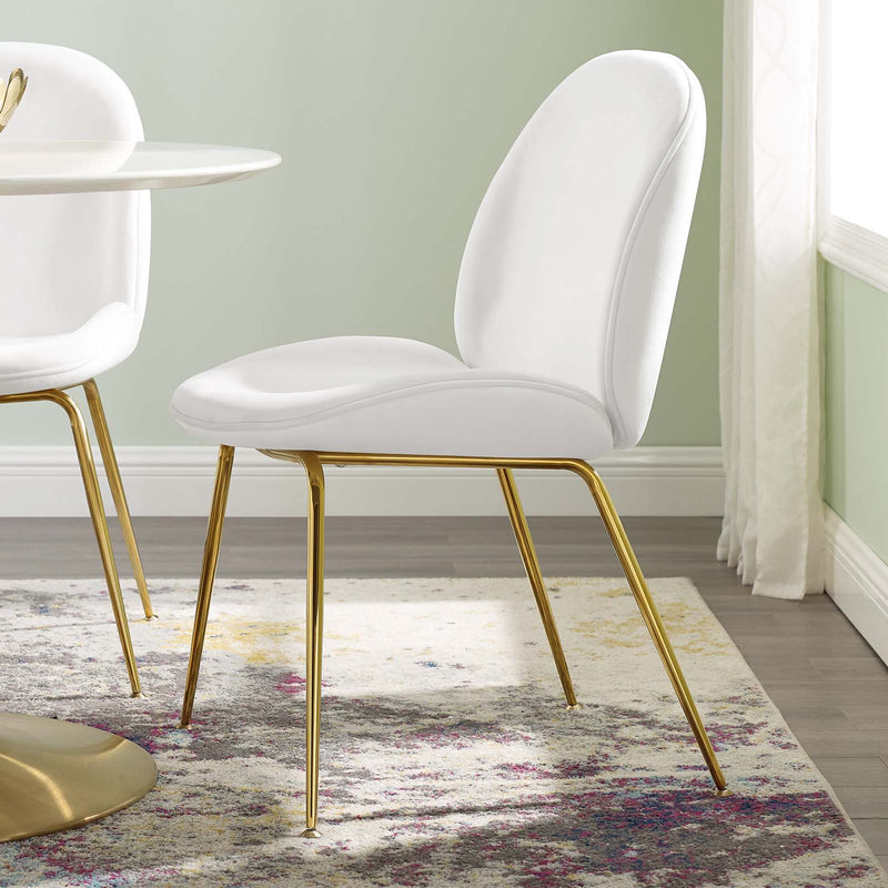 Scoop Gold Stainless Steel Leg Performance Velvet Dining Chair | Polyester by Modway
