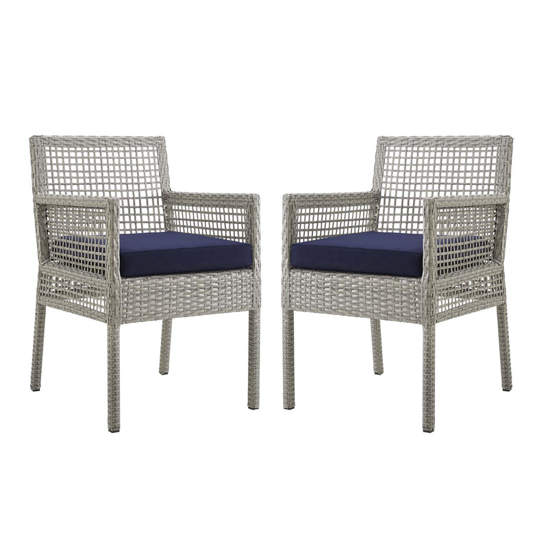 Aura Dining Armchair Outdoor Patio Wicker Rattan Set of 2 by Modway