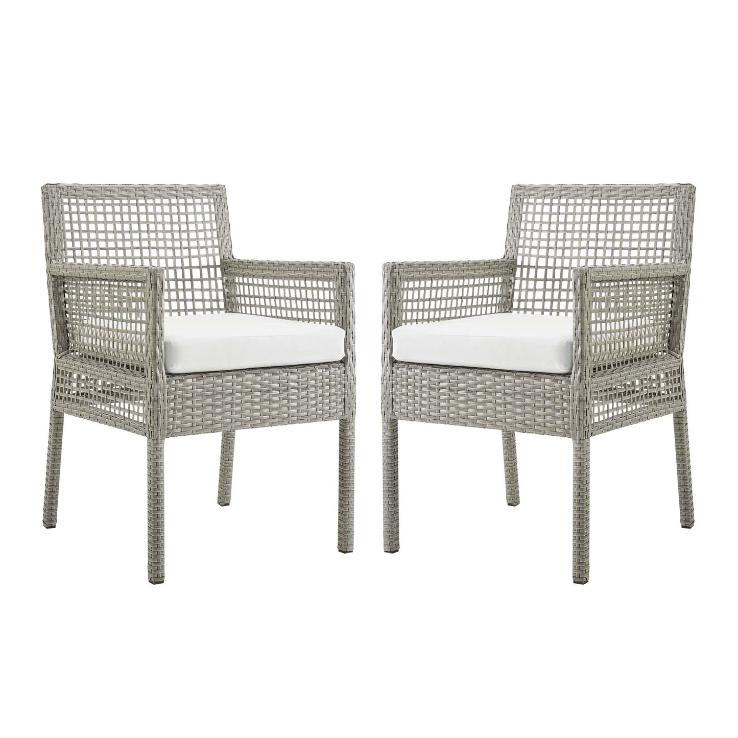 Aura Dining Armchair Outdoor Patio Wicker Rattan Set of 2 by Modway