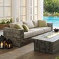 Manteo Rustic Coastal Outdoor Patio Sunbrella Sofa Light Gray Beige by Modway
