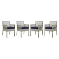Aura Dining Armchair Outdoor Patio Wicker Rattan Set of 4 by Modway