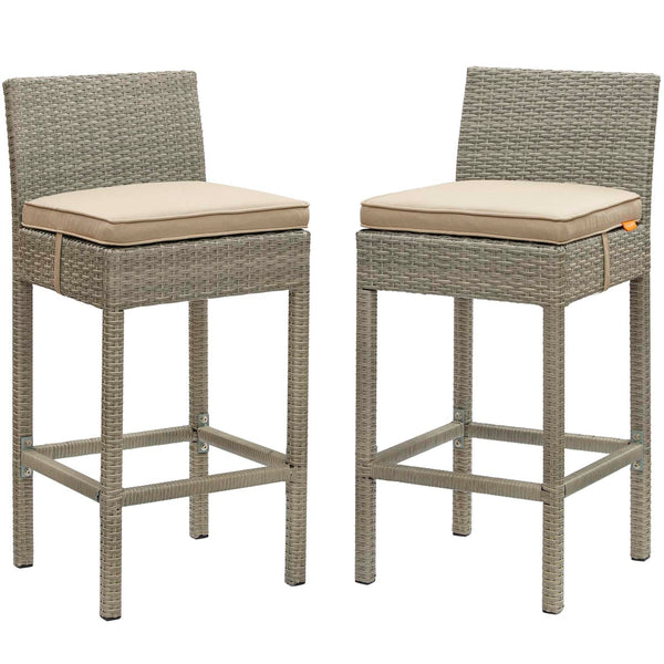 Conduit Bar Stool Outdoor Patio Wicker Rattan Set of 2 by Modway