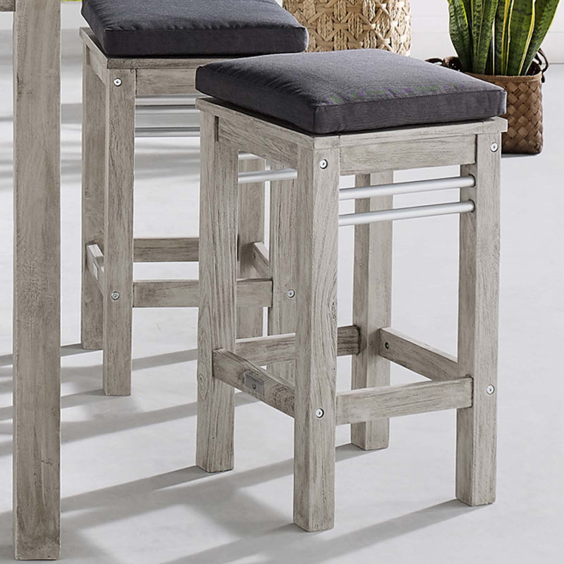 Wiscasset Outdoor Patio Acacia Wood Bar Stool Light Gray by Modway