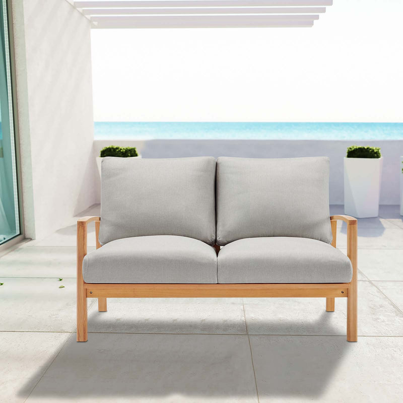 Orlean Outdoor Patio Eucalyptus Wood Loveseat Natural Light Gray by Modway