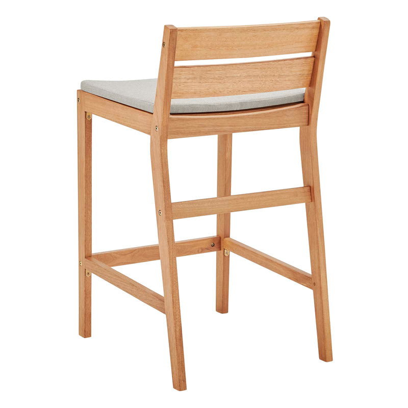 Riverlake Outdoor Patio Ash Wood Bar Stool Natural Taupe by Modway