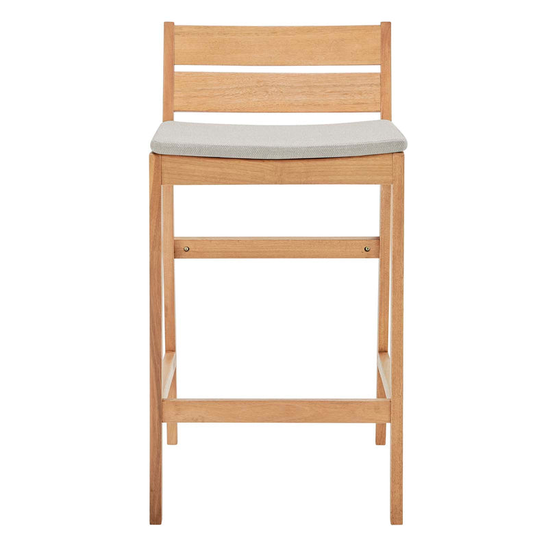 Riverlake Outdoor Patio Ash Wood Bar Stool Natural Taupe by Modway