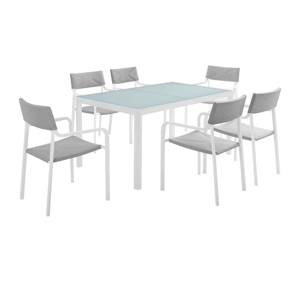 Raleigh Outdoor Patio Aluminum Dining Set with 6 Stackable Chairs by Modway