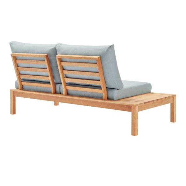 Freeport 3 Piece Outdoor Patio Karri Wood Sectional Natural Light Blue by Modway