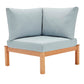 Freeport 3 Piece Outdoor Patio Karri Wood Sectional Natural Light Blue by Modway