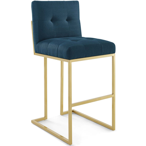 Privy Gold Stainless Steel Upholstered Fabric Bar Stool by Modway