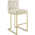 Privy Gold Stainless Steel Upholstered Fabric Bar Stool by Modway