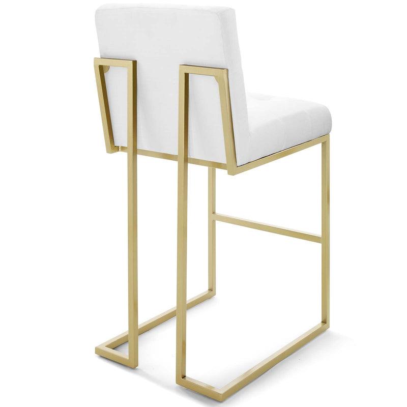 Privy Gold Stainless Steel Upholstered Fabric Bar Stool by Modway